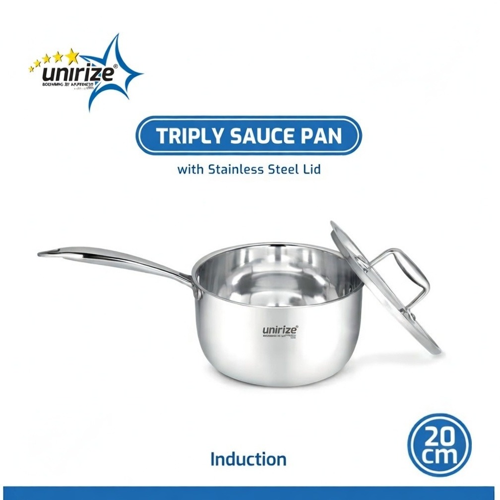 Unirize 20cm Triply Bottom Induction Saucepan with Lid